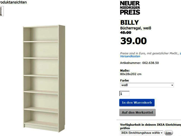 Ikea Regal Billy
 Ikea Rabatt Billy Regal ist im Angebot