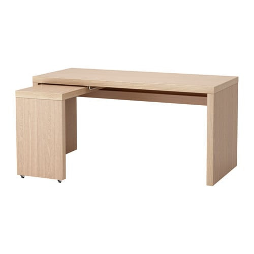 Ikea Schreibtisch Malm
 MALM Schreibtisch mit Ausziehplatte Eichenfurnier weiß