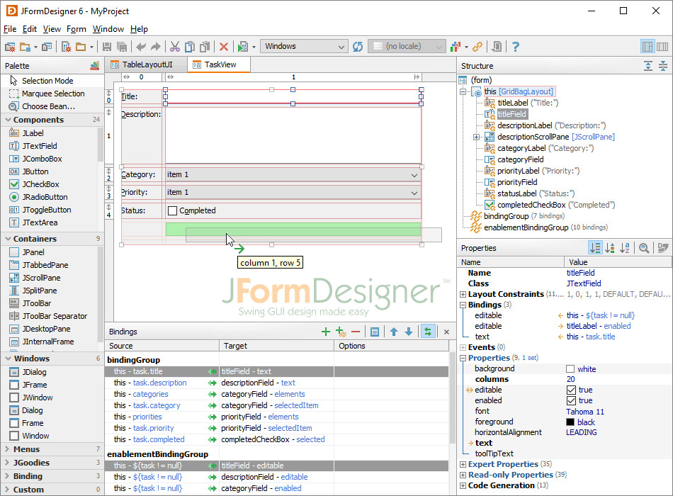 Java Swing
 FormDev JFormDesigner Java Swing GUI Designer