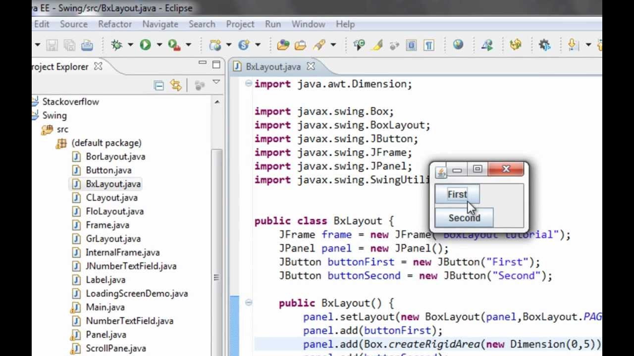 Java Swing
 Java swing GUI tutorial 19 BoxLayout