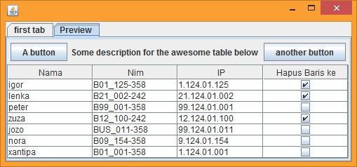 Javax Swing
 java JTable inside a JScrollPane not showing up properly