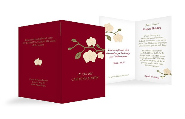 Kartenmacherei Hochzeit
 Einladung Goldene Hochzeit "Orchidee"