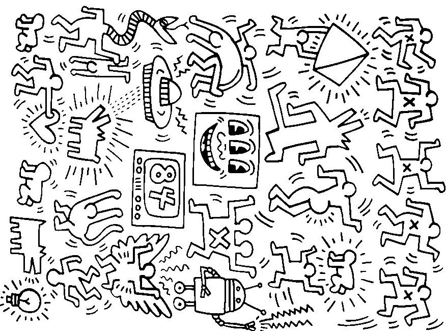Keith Haring Malvorlagen
 Coloriage adulte Motifs Keith Haring