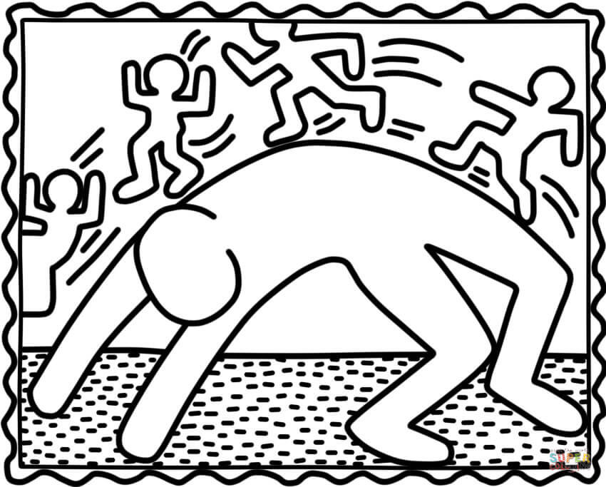 Keith Haring Malvorlagen
 Ausmalbild Bridge Exercise von Keith Haring
