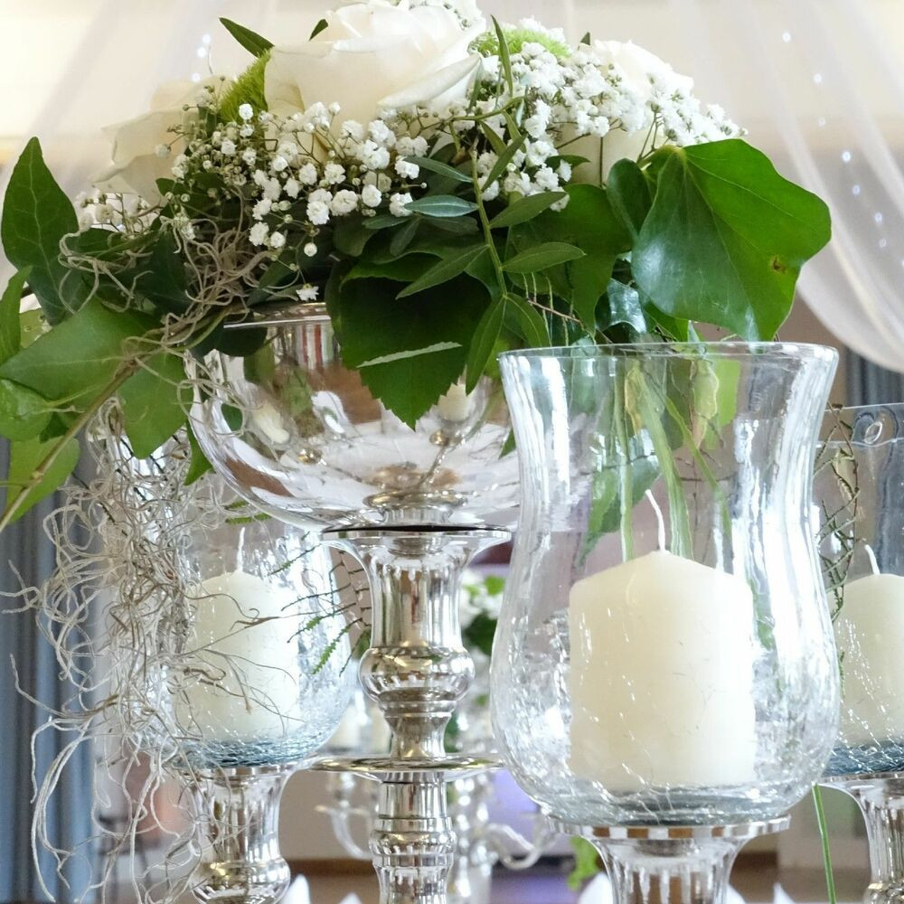 Kerzenständer Hochzeit
 Blumenschale silbern für Blumenschmuck im Kerzenleuchter