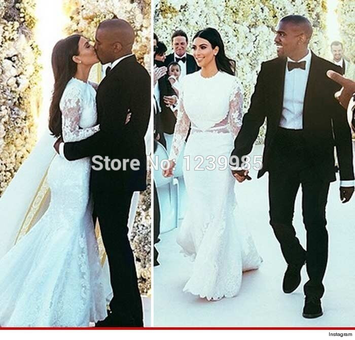 Kim Kardashian Hochzeitskleid
 Kim Kardashian Hochzeitskleid Elegante Weiß Scoop Langen