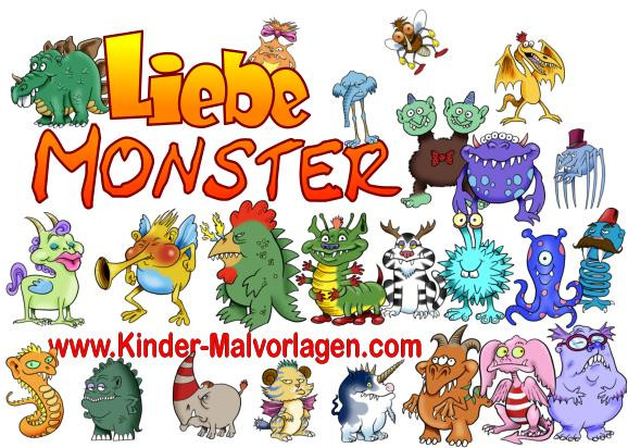 Kinder Malvorlagen Com
 Lustige liebe Monster Ausmalbilder