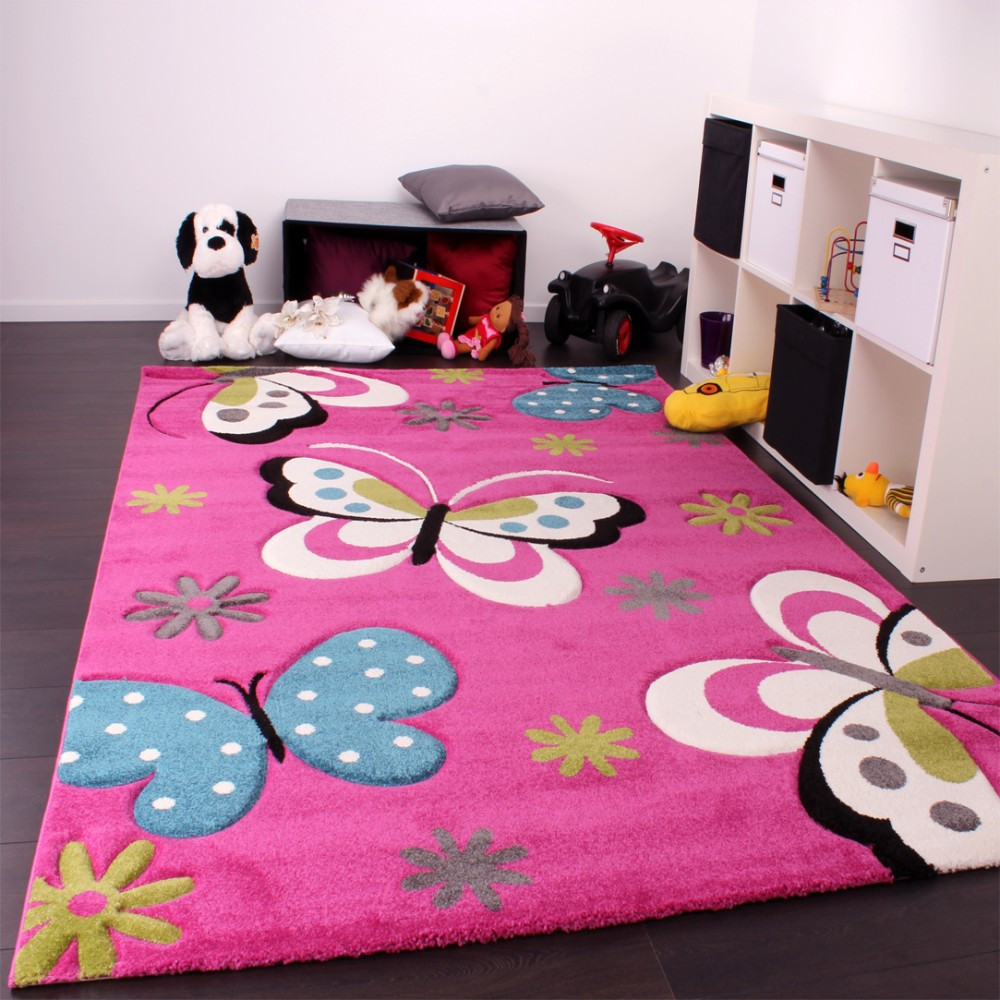 Kinder Teppich
 Kinderteppich Schmetterling Pink Kinder Teppiche