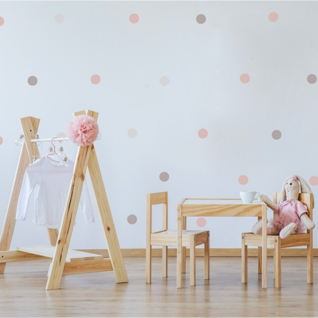 Kinderzimmer Rosa Grau
 Wandgestaltung im Kinderzimmer mit Wandtattoo Konfetti