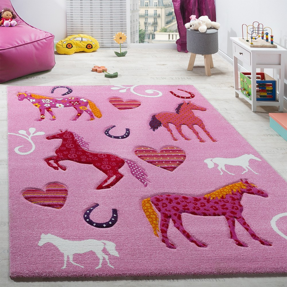 Kinderzimmer Teppich
 Kinderzimmer Teppich Kinderteppich Pferde Huf Herz Motive