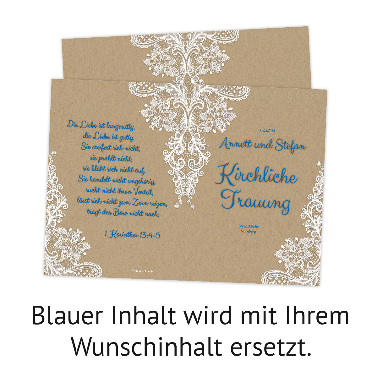 Kirchenheft Hochzeit
 Kirchenheft Hochzeit individuell Klappkarte Rustikal