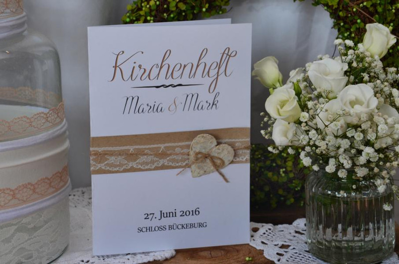 Kirchenheft Hochzeit Vintage
 Einladungskarten Kirchenheft Umschlag Vintage Hochzeit