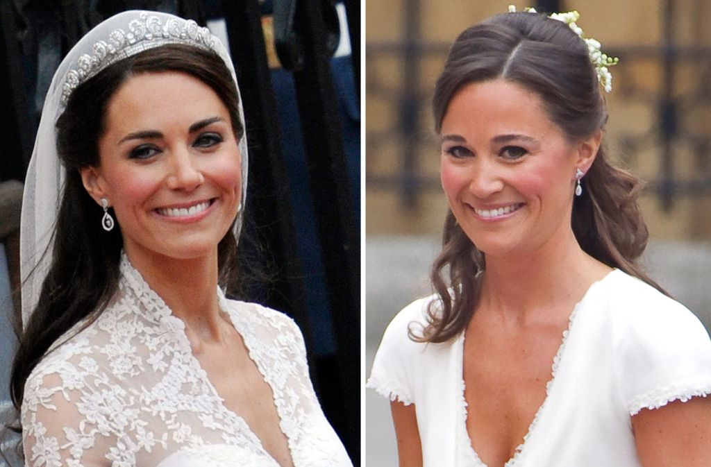 Kleid Kate Middleton Hochzeit
 Herzogin Kate und Schwester Pippa Von Kleid bis Kuss