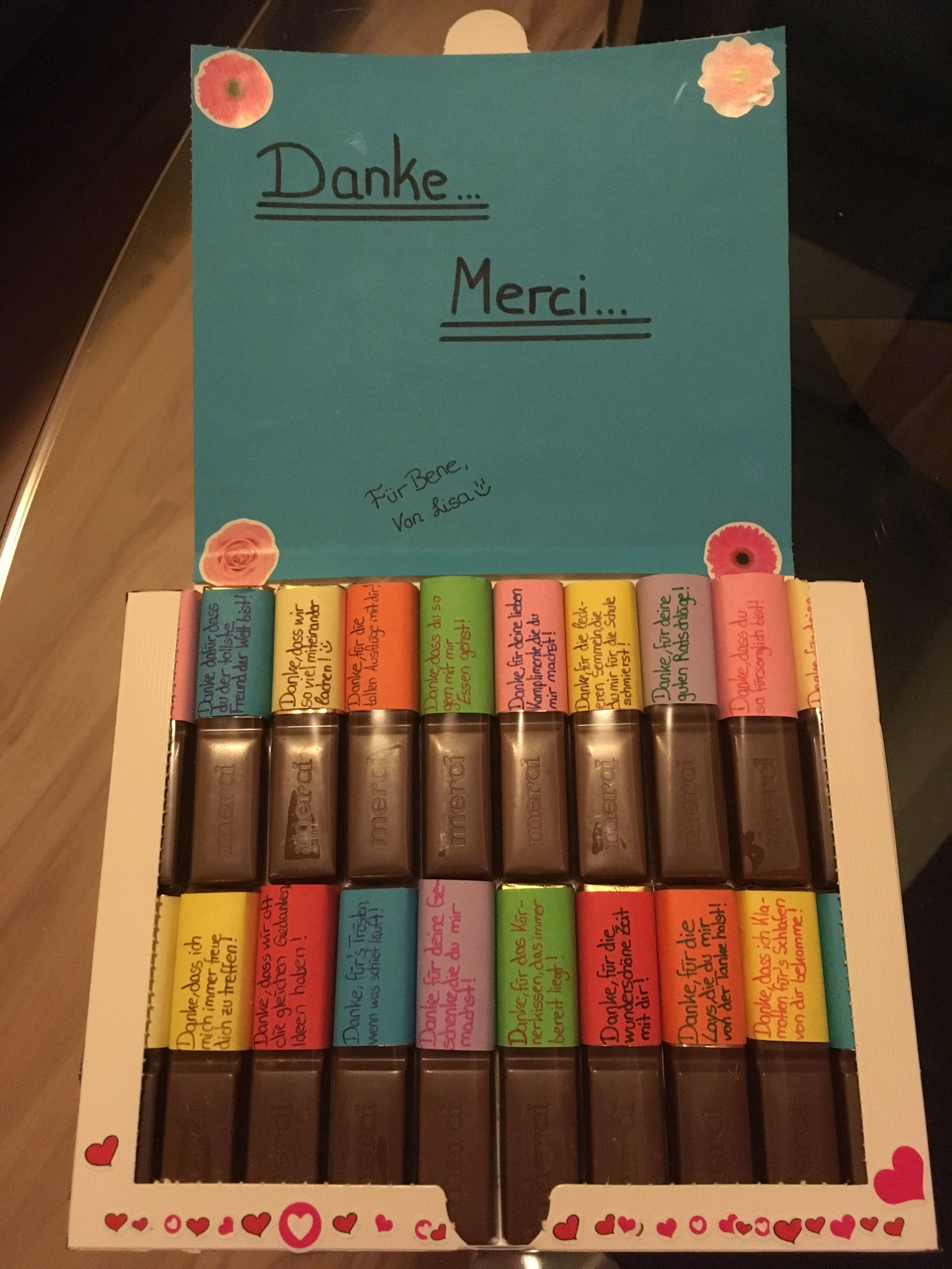 Kleine Geschenke Zum Abschied
 Merci Geschenk Schachtel mit süßen Sprüchen