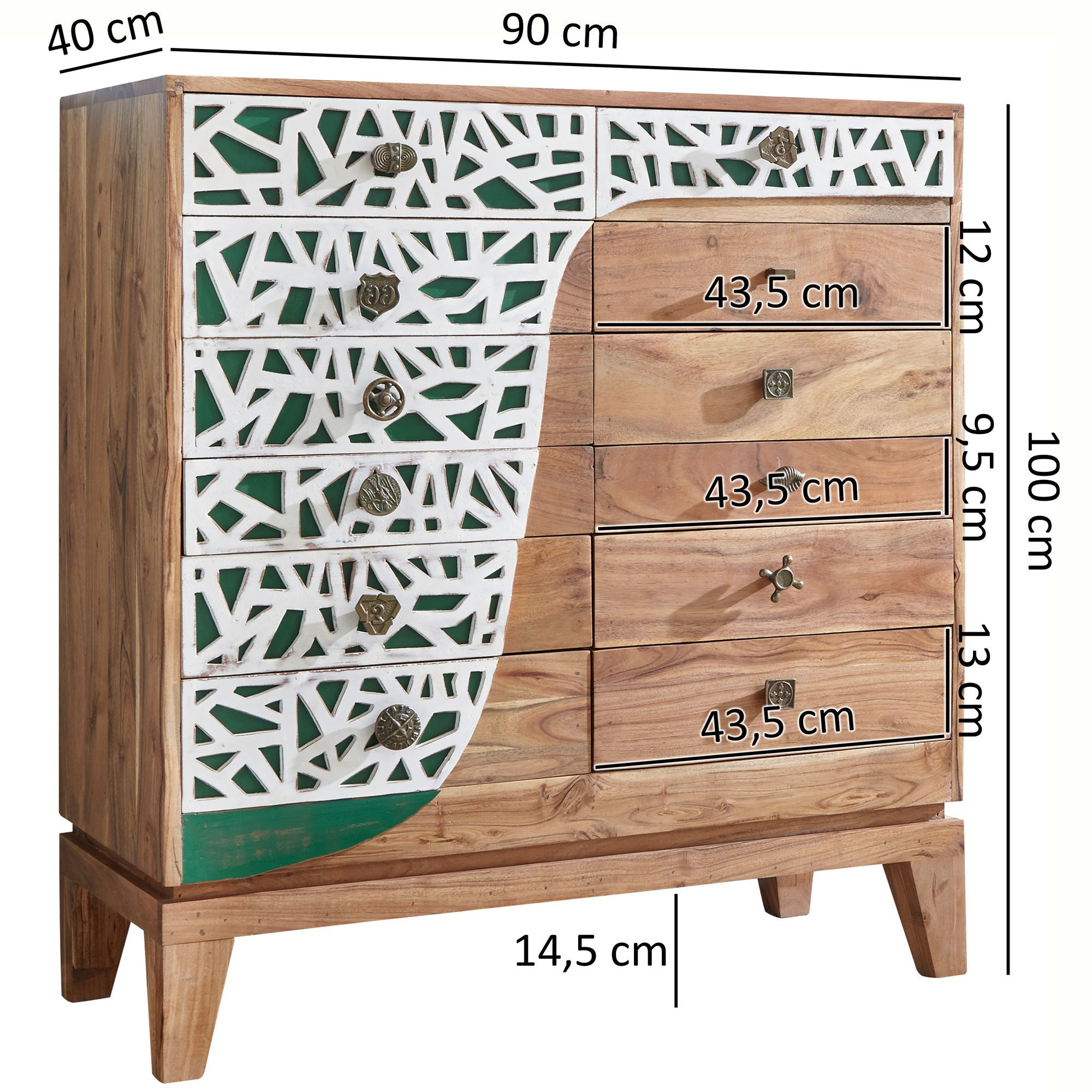 Kleiner Schrank Mit Schubladen
 WOHNLING Highboard ANJU 90x100x40 cm Akazie Massivholz