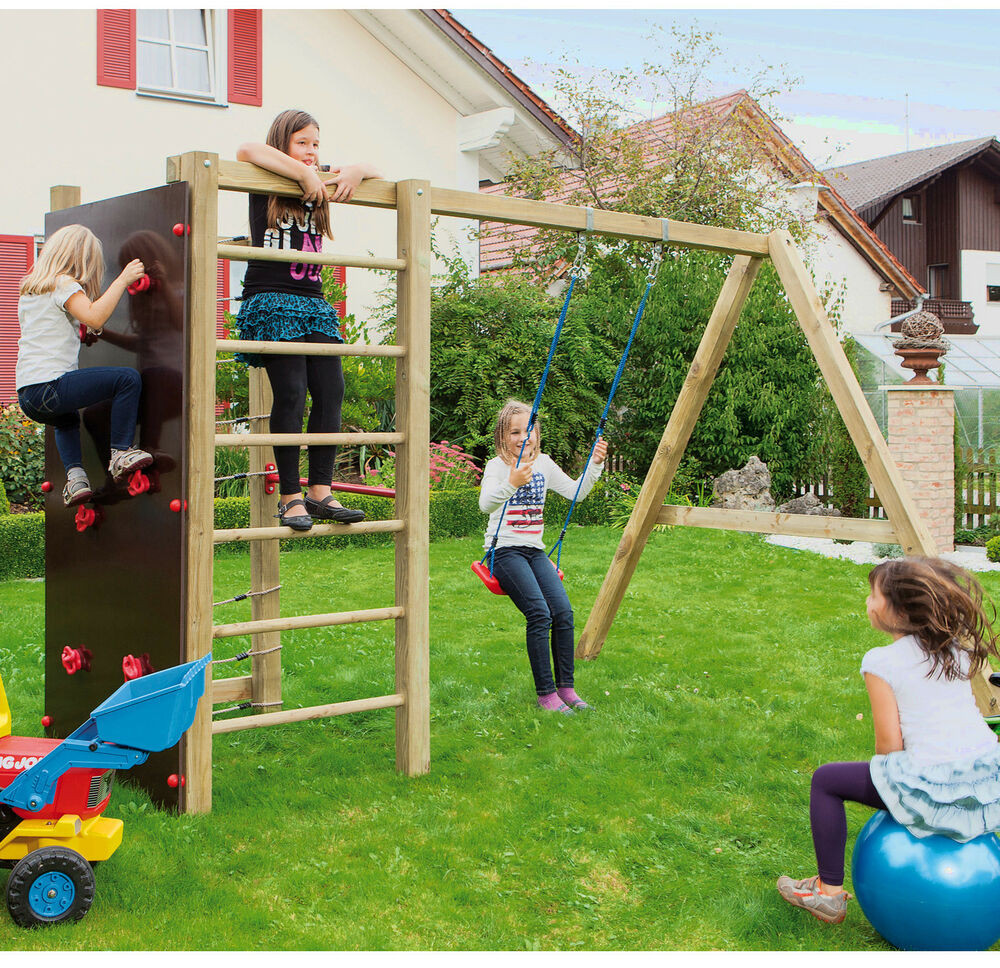 Kletterturm Garten
 Klettergerüst mit Schaukel Spielturm Kletterturm