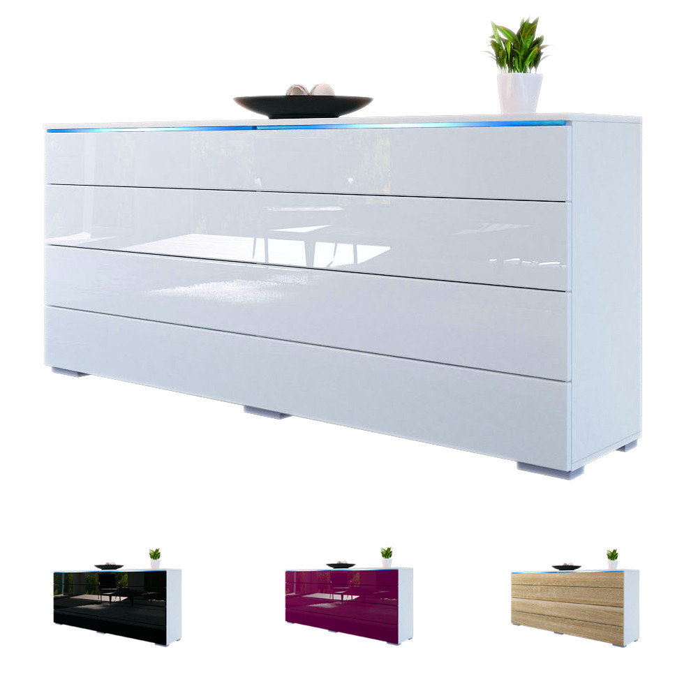 Kommode Hochglanz Weiß
 Sideboard Kommode TV Board Schrank Anrichte Plön Weiß