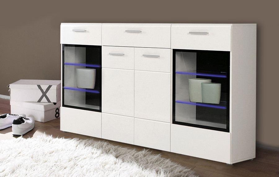 Kommode Mit Beleuchtung
 Sideboard Kommode weiß schwarz Hochglanz mit Beleuchtung