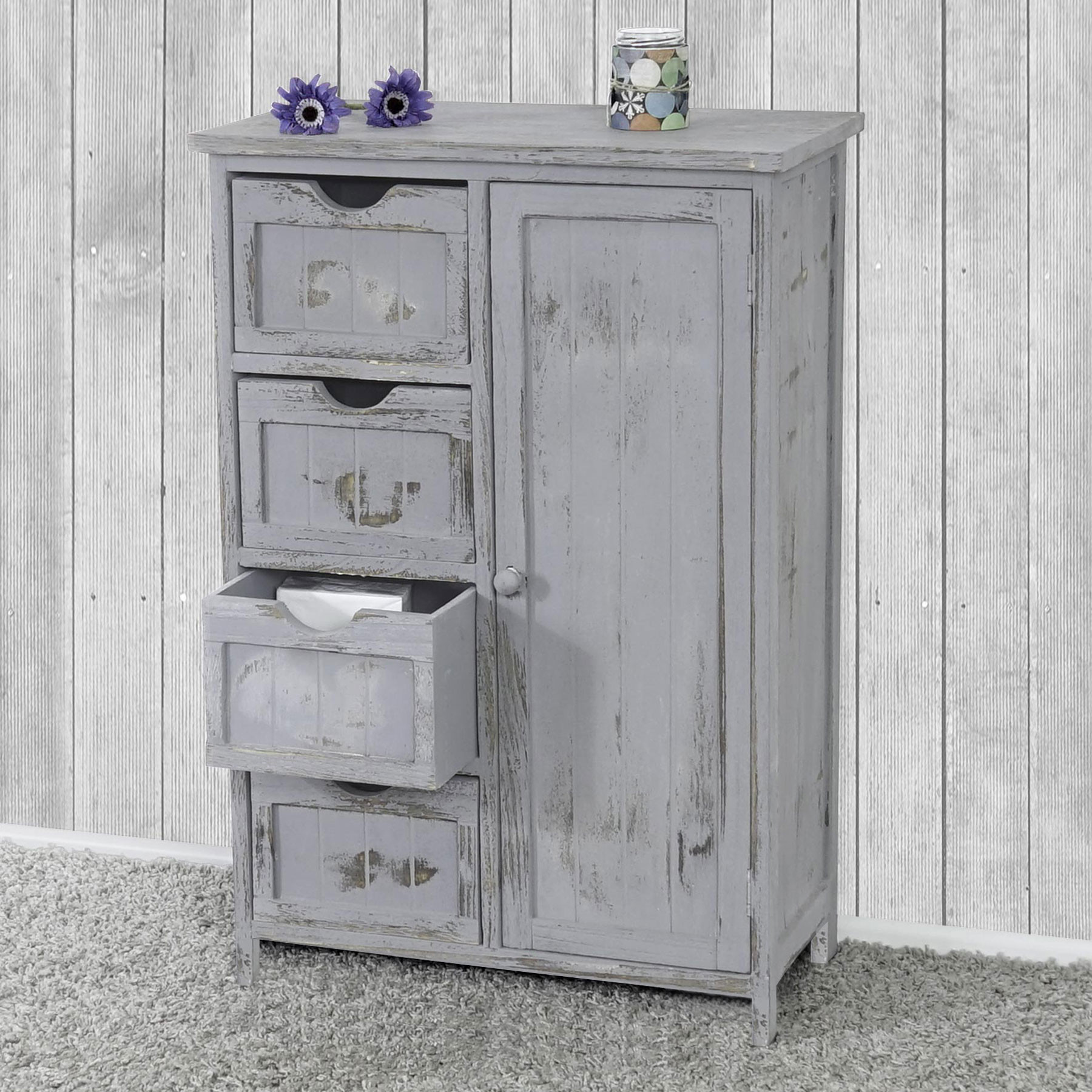 Kommode Schrank
 Kommode Schrank 82x55x30cm Shabby Look Vintage grau