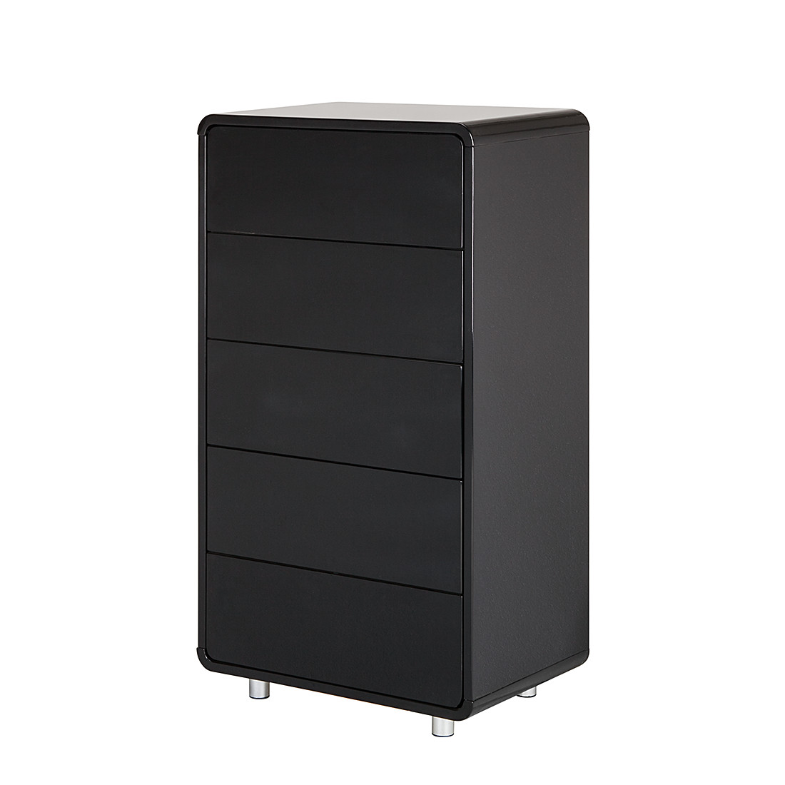 Kommode Schwarz
 Kommode 5 Schubladen MDF Schwarz Hochglanz Retro Anrichte