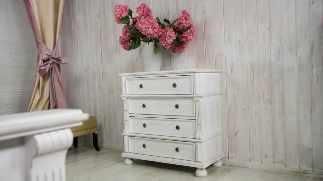 Kommode Shabby Chic
 Massivholz Kommode im Landhausstil & Shabby Chic weiß