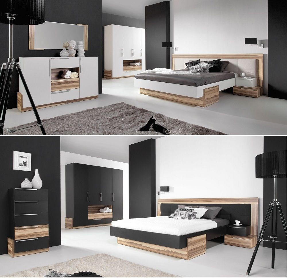 Komplettes Schlafzimmer
 Komplettes Schlafzimmer Set MONTANA weiß & schwarz