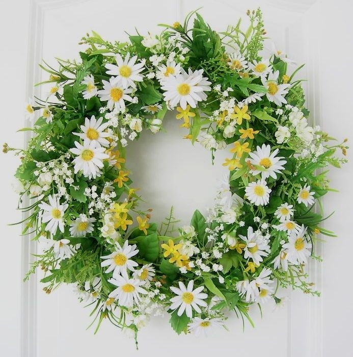 Kranz Hochzeit
 Türkranz Frühling Margeriten 38cm Wandkranz weiß