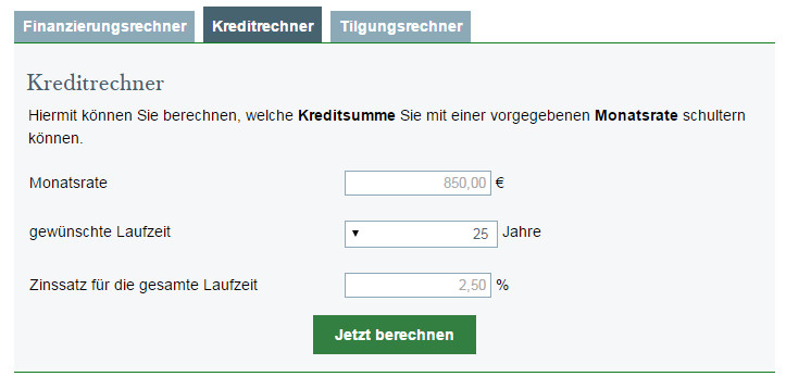 Kreditrechner Haus
 Darlehensrechner Darlehen mit online Rechner berechnen