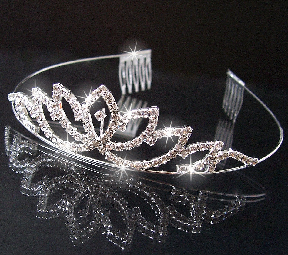 Krone Hochzeit
 Diadem Tiara Haarreif Haar Krone Silber Strass Hochzeit