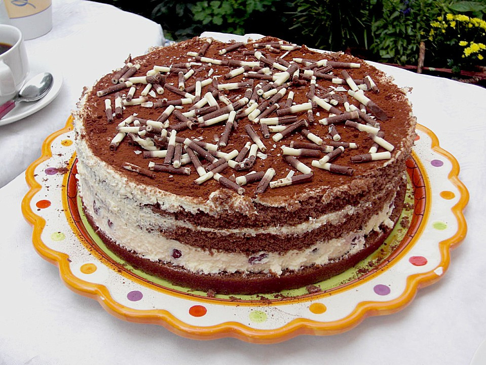 Kuchen Schnell
 Schnelle Tiramisu Torte mit Kirschen von bienemaya