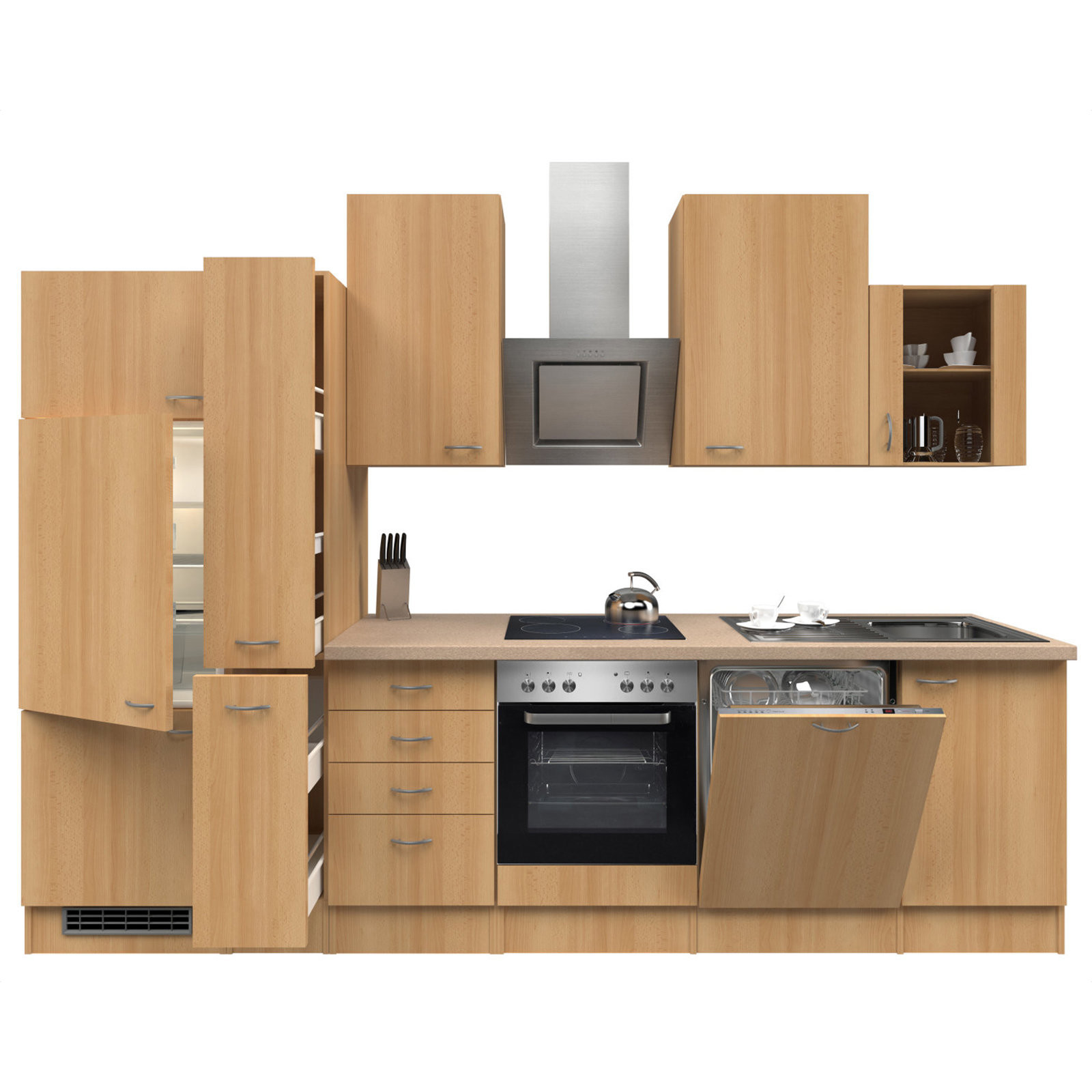 Küchenblock Mit Geräten
 Küchenblock NANO Buche mit E Geräten 310 cm