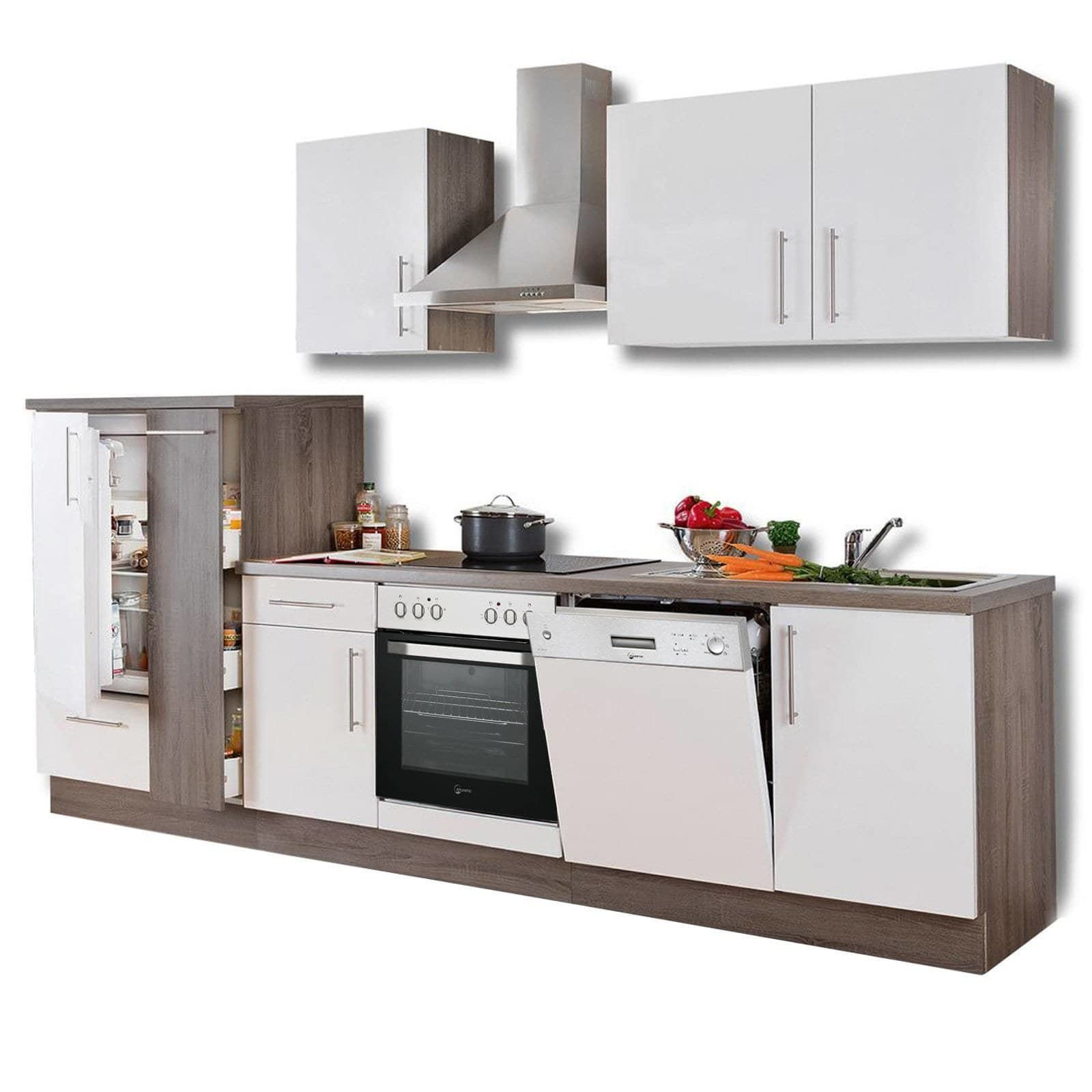 Küchenblock Mit Geräten
 Küchenblock JULIA weiß Hochglanz Trüffel mit E Geräten