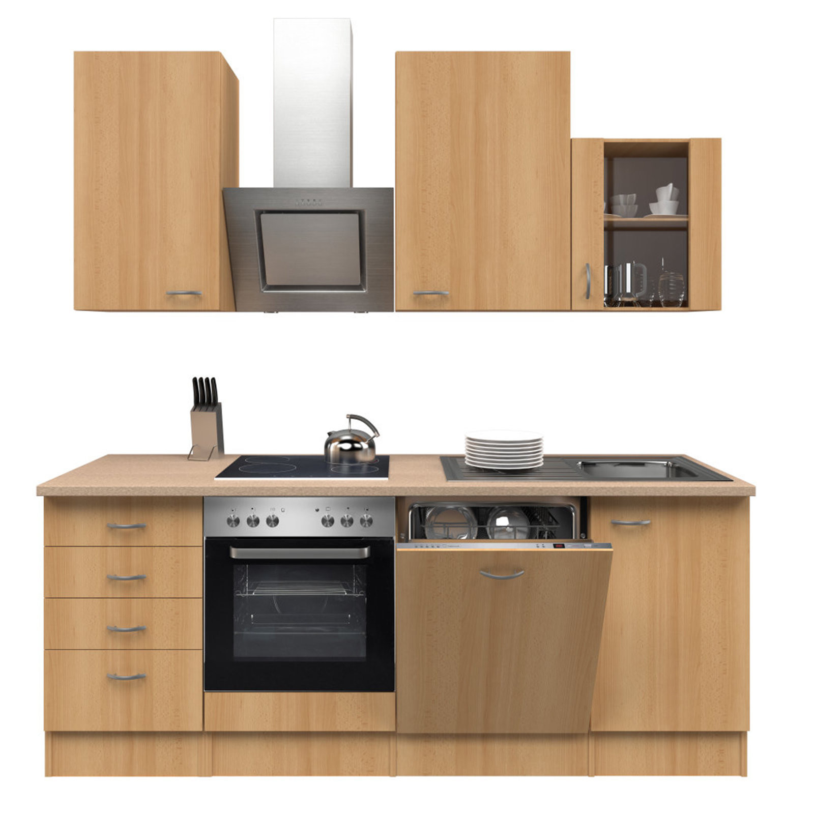 Küchenblock Mit Geräten
 Küchenblock NANO Buche mit E Geräten 220 cm