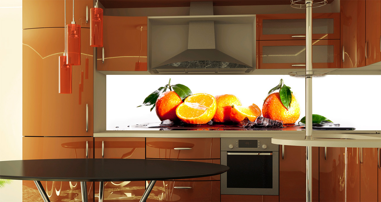 Küchenrückwand Acryl
 Fliesenspiegel Küche Motivrückwand mit Manderinen Plexiglas