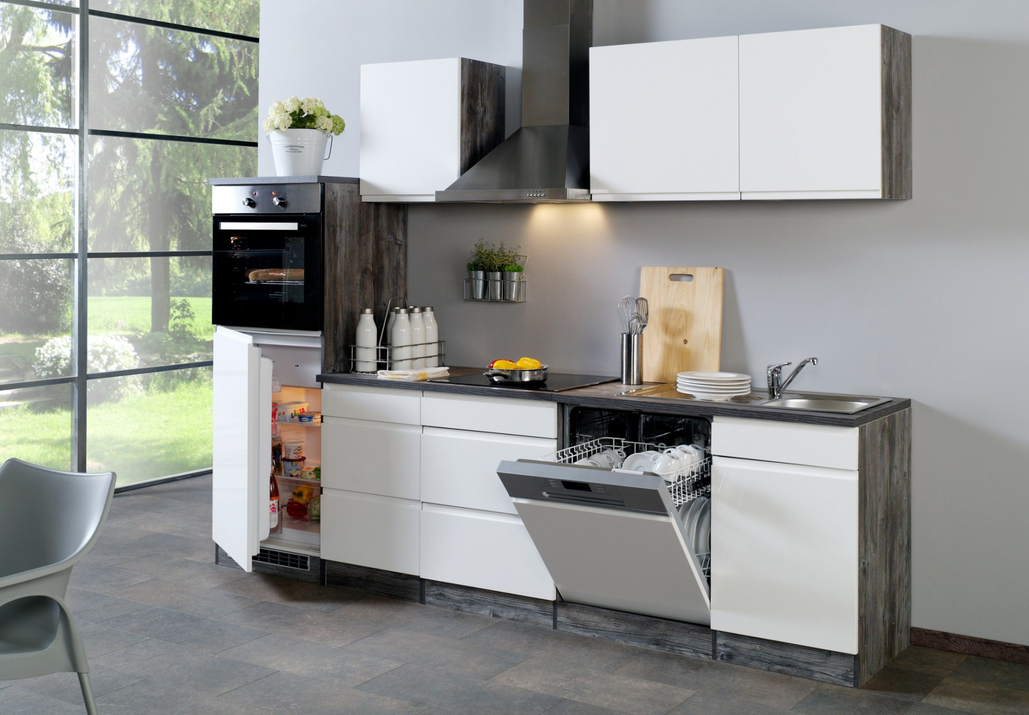 Küchenzeile Mit E Geräten Günstig
 Küchenzeile CARDIFF Küche mit E Geräten Breite 280 cm