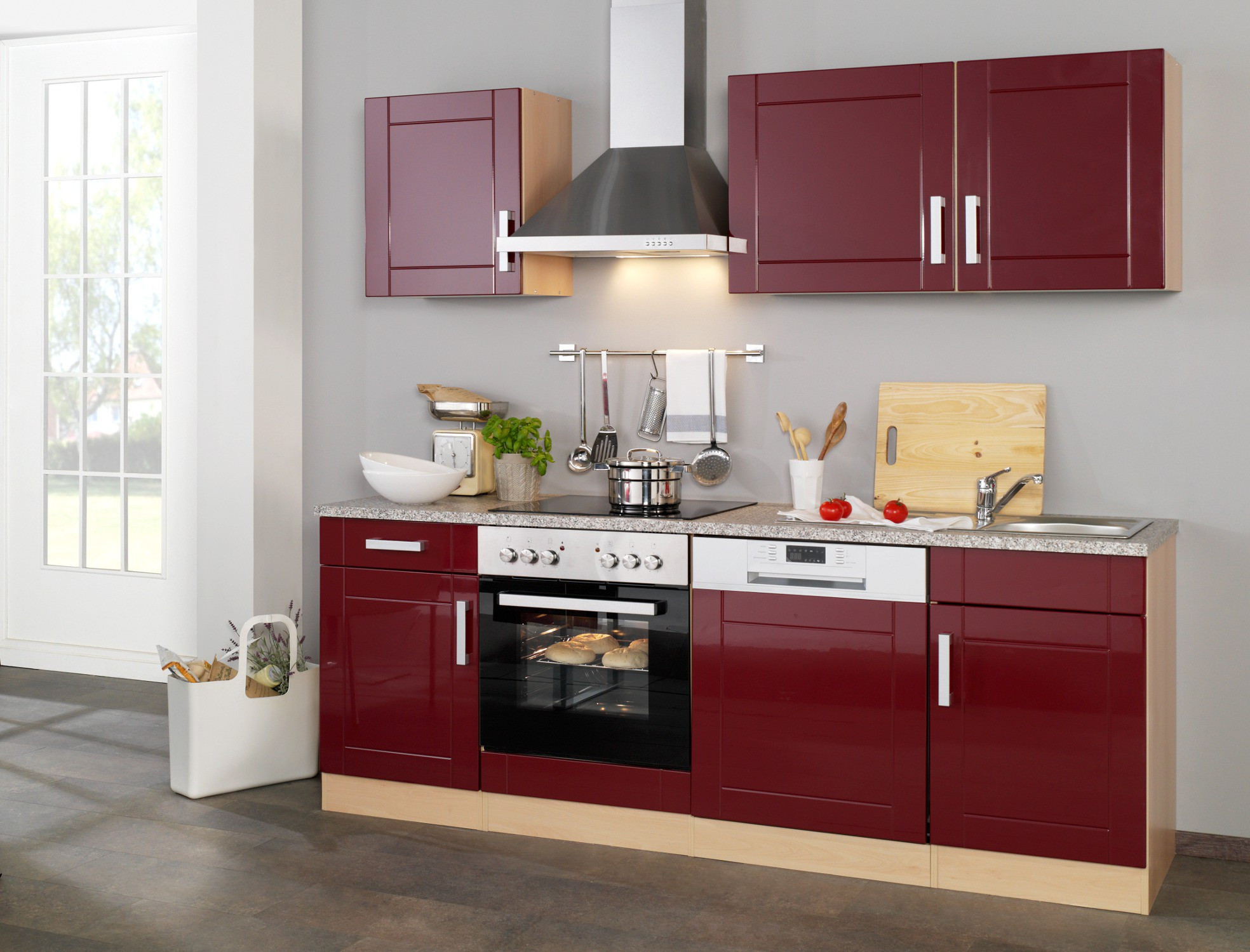 Küchenzeile Mit E Geräten Günstig
 Küchenzeile VAREL Küche mit E Geräten Breite 220 cm