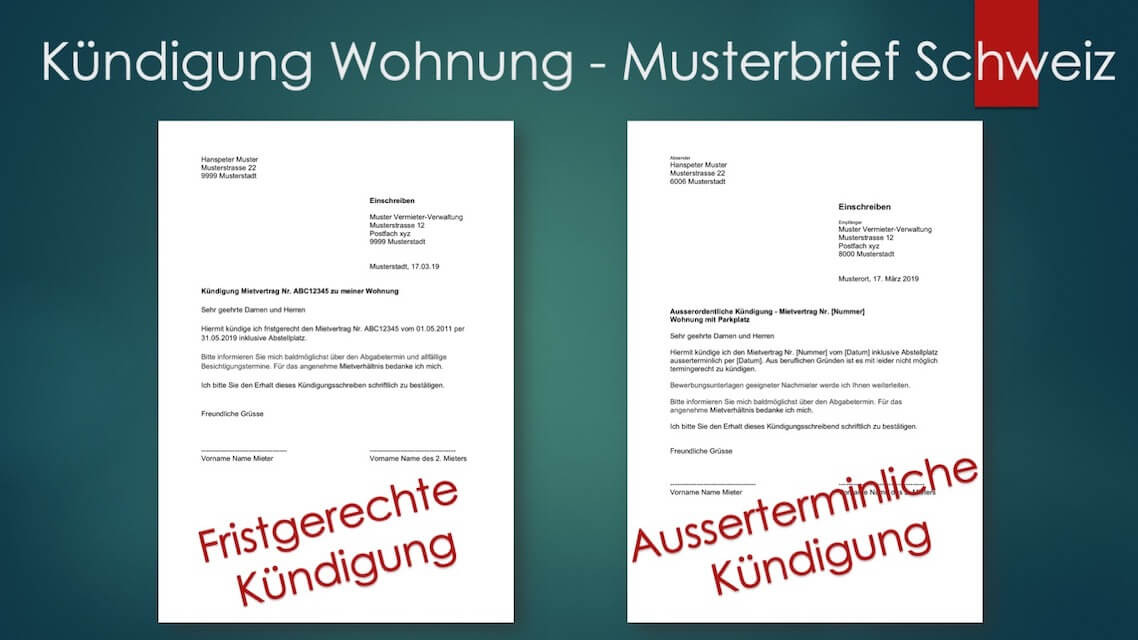 Kündigung Wohnung
 Kündigung Wohnung Mietvertrag Vorlage