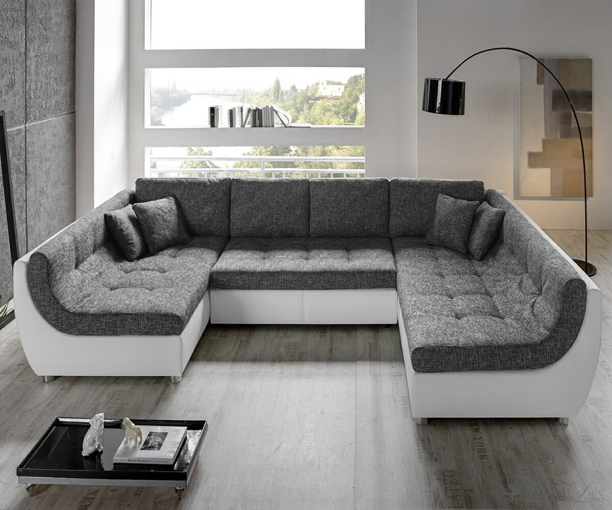 L Couch Mit Schlaffunktion
 Couch Vuelo Grau Weiss Sofa mit Schlaffunktion