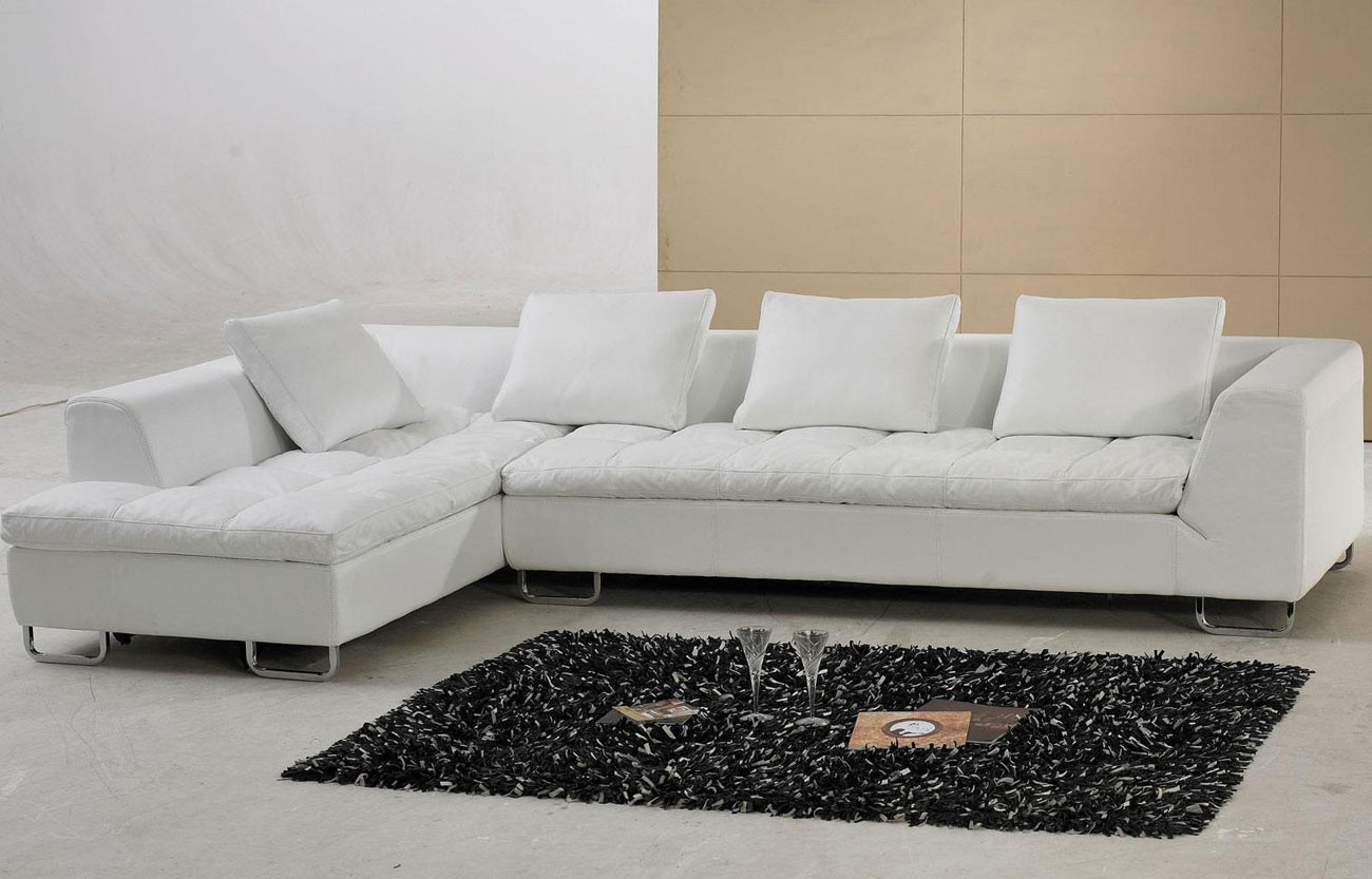 L Sofa
 White Contemporary L Shaped Leather Sectional Sofa Couch