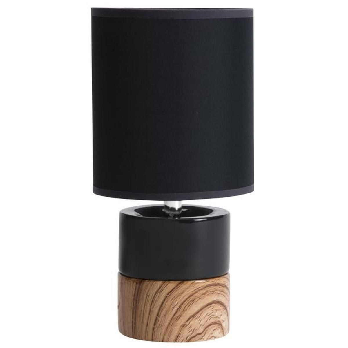 Lampe De
 Lampe de chevet design ceramique noire et imitation bois