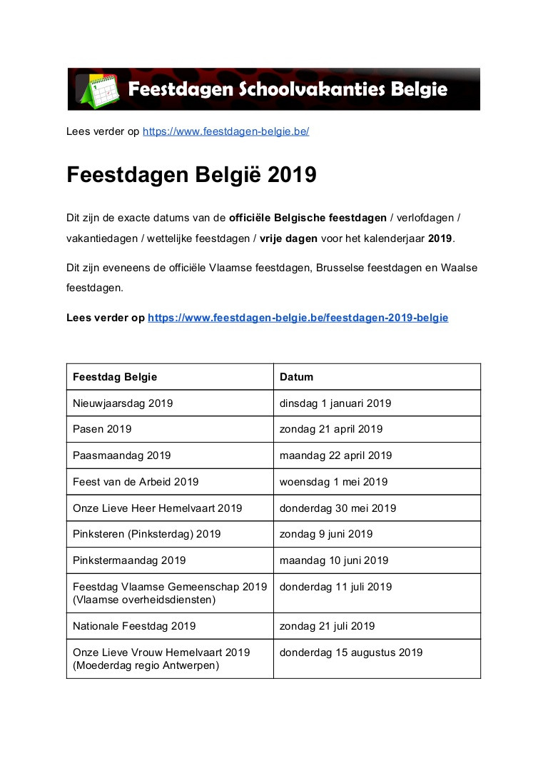 Landshuter Hochzeit 2019 Datum
 feestdagen 2019 belgie exacte datums op kalender