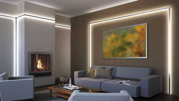 Led Beleuchtung Wohnzimmer
 Foto Wohnraum mit indirekter LED Beleuchtung hinter Alu