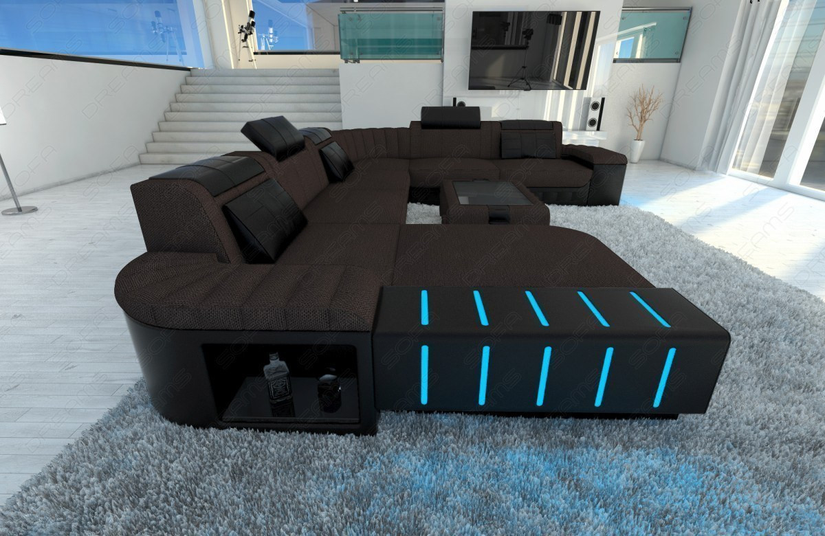 Led Sofa
 Fabric Sectional Sofa BELLAGIO XXL Design Couch with LED