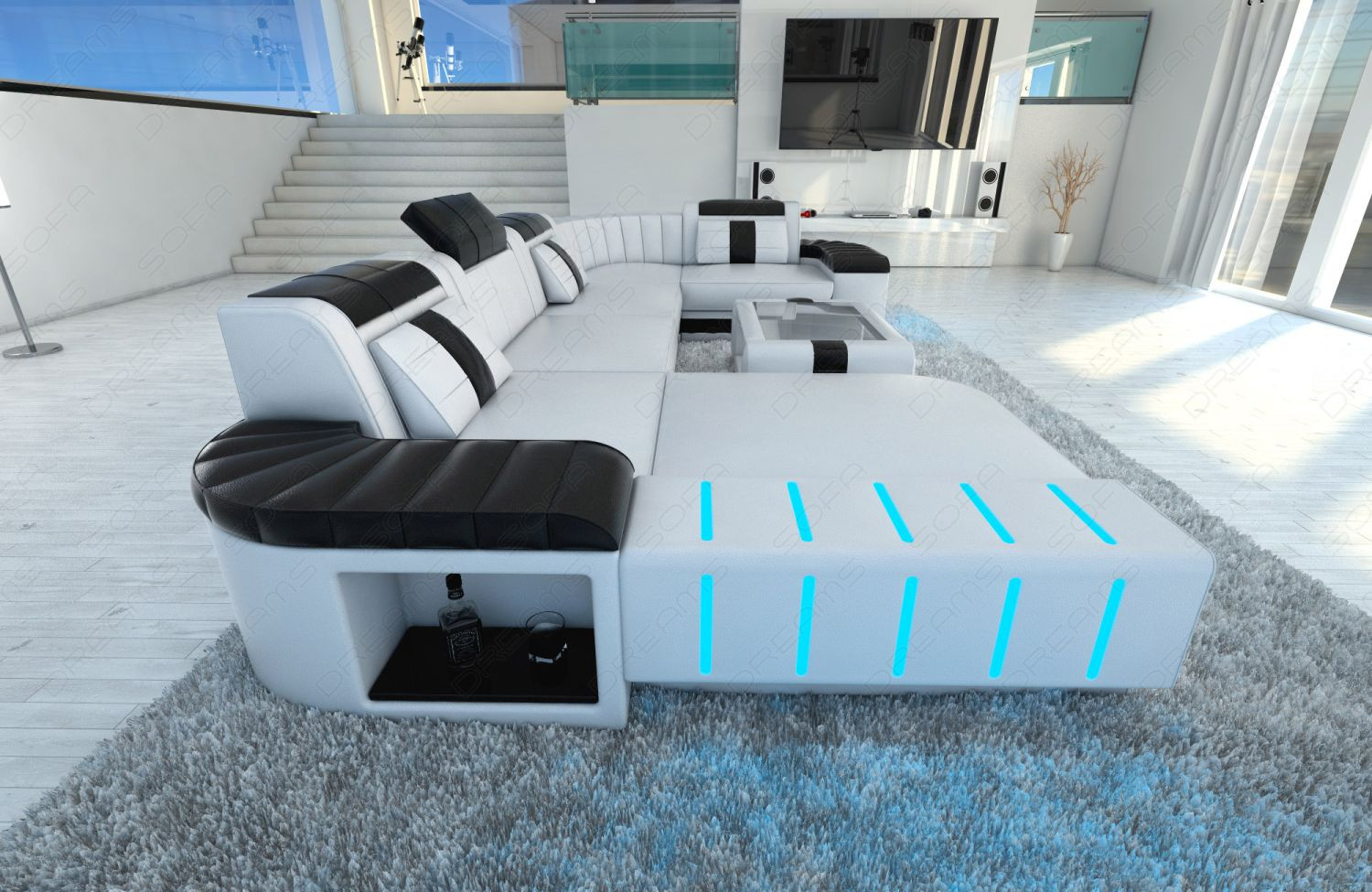 Led Sofa
 Design Sectional Sofa BELLAGIO LED U Shape white black