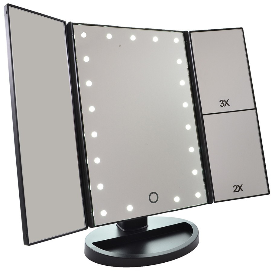 Led Spiegel
 Oplaadbare Drieluik LED make up spiegel Vergroting