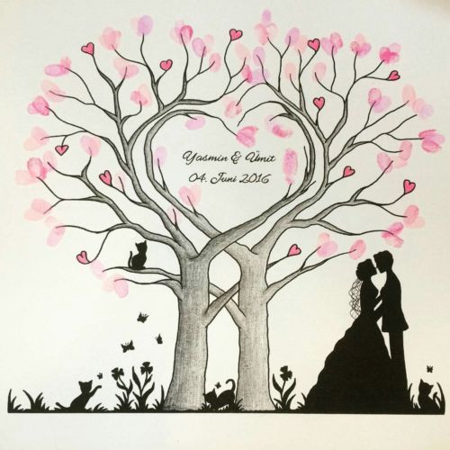 Leinwand Baum Hochzeit
 Wedding Tree Herz Fingerabdruck Baum Hochzeit Geschenk