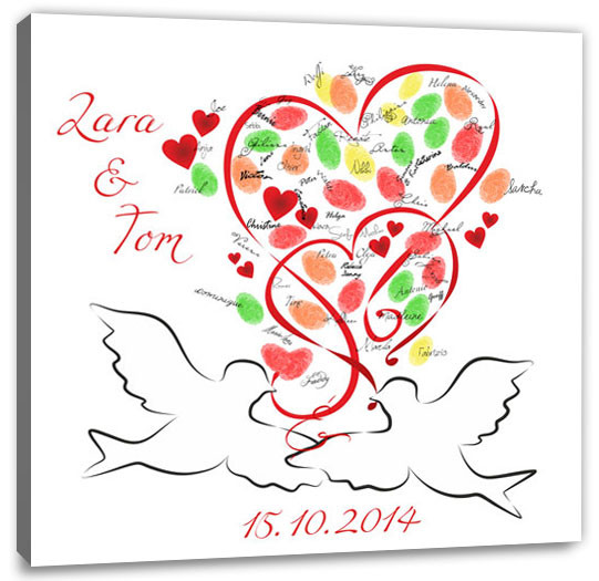 Leinwand Fingerabdruck Hochzeit
 Partyspiel Fingerabdruck Baum auf Leinwand