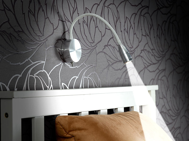 Leselampe Bett Wandmontage
 Lunartec Schwanenhalslampe Bett LED Bett & Lese Leuchte