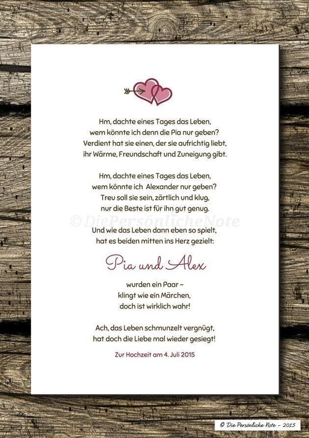 Liebesgedicht Hochzeit
 Gastgeschenke Druck Print Individuelles Liebesgedicht