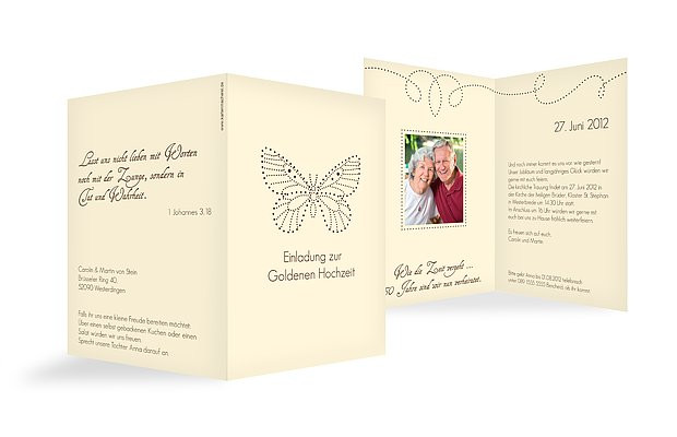 Lied Zur Goldenen Hochzeit Umgedichtet
 Einladung Goldene Hochzeit "Schmetterling"
